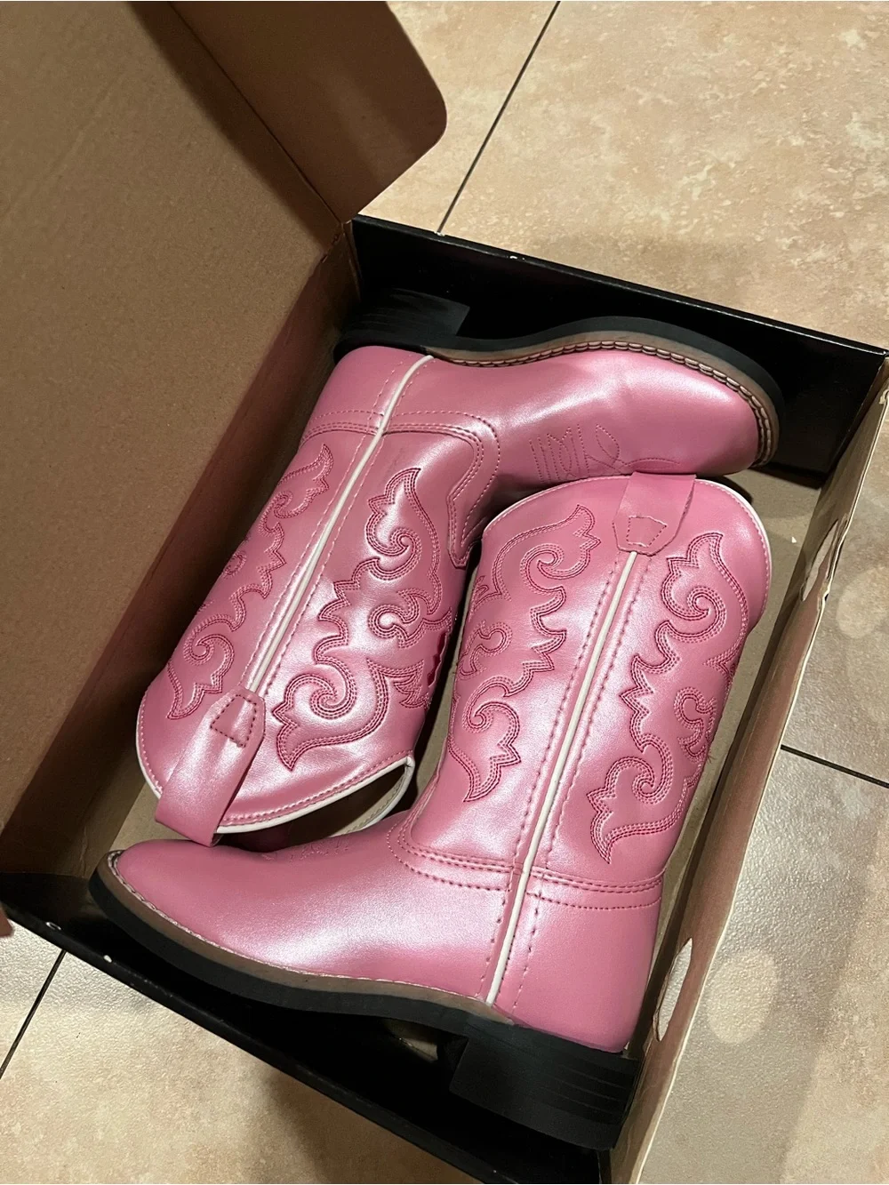 Old West Pink kids Western Cowboy Boots